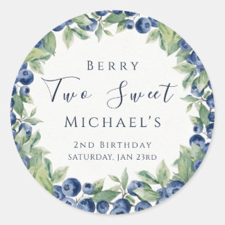 Adesivo Festa de 2 Anos Menino Two Sweet Berry Blueberry