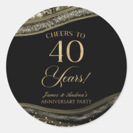 Adesivo Festa de 40 Anos de Casamento em Ágata Preta e Dou