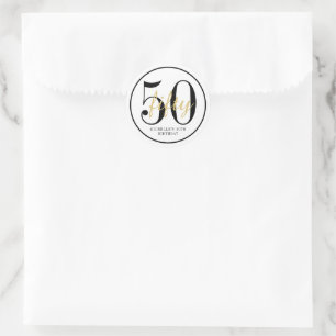 Adesivo Festa de 50 Anos de Idade Branco Preto Chic Favor 