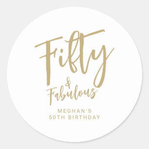 Adesivo Festa de 50 Anos Gold Script Fifty Modern Bold
