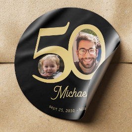Adesivo Festa de 50 anos moderno dourado preto foto
