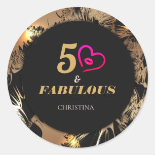 Adesivo Festa de 50 Anos Preto e Dourado