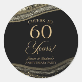 Adesivo Festa de 60º Aniversário Elegante em Preto e Ágata