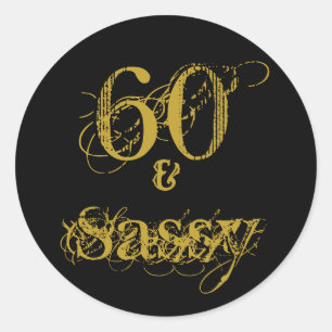 Adesivo Festa de 60 anos 60 e Sassy Preto e Dourado