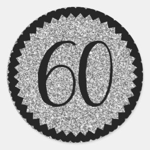 Adesivo Festa de 60 Anos de Idade Brilho Prata