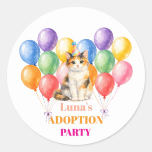 Adesivo Festa de Adoção Dia da Surpresa Gato Tricolor Pet