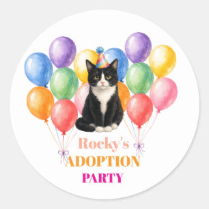 Adesivo Festa de Adoção Dia da Surpresa Gato Tuxedo Pet