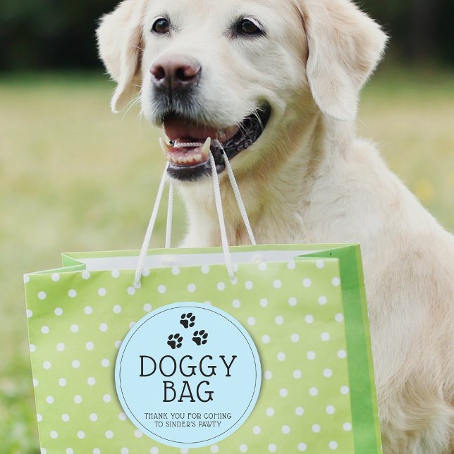 Adesivo Festa de Agradecimento com Pata de Cachorro Modern (Modern and fun doggy bag thank you sticker for coming to dog pawty with dog paw prints.)