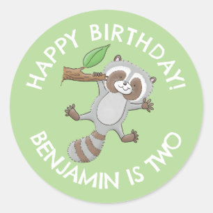 Adesivo Festa de animação personalizada de guaxinim