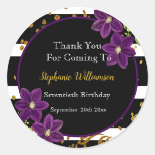 Adesivo Festa de aniversário 70  Obrigados brilhantes Dou