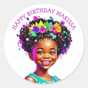 Adesivo Festa de aniversário Afro-Americana Personalizada