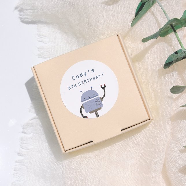 Adesivo Festa de aniversário Azul Robot (Criador carregado)