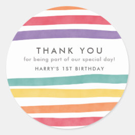 Adesivo Festa de aniversário Bela Arco-Íris Obrigado Stick