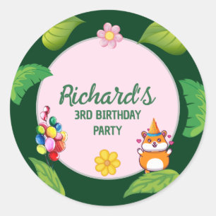 Adesivo Festa de aniversário Botânica de Hamster Corajoso