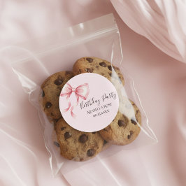 Adesivo Festa de Aniversário Caprichosa com Laço Rosa