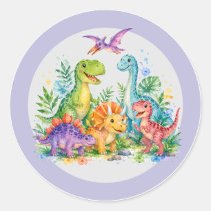 Adesivo Festa de Aniversário Colorida de Dinossauro