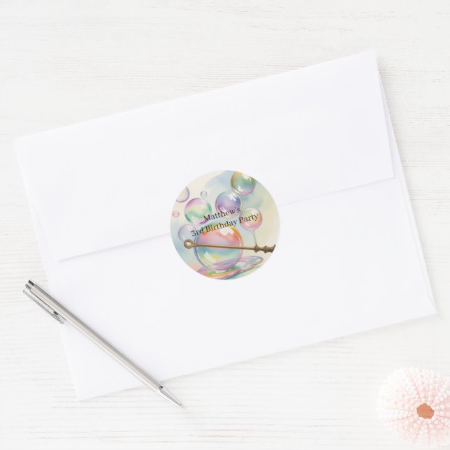 Adesivo Festa de Aniversário com Bolhas de Arco-Íris Paste (Envelope)