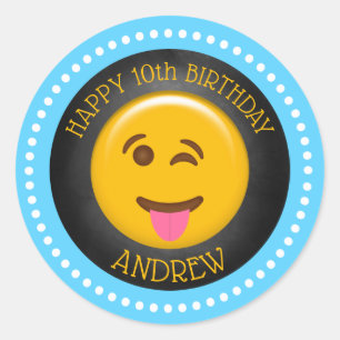 Adesivo Festa de Aniversário com Emoji Fofo