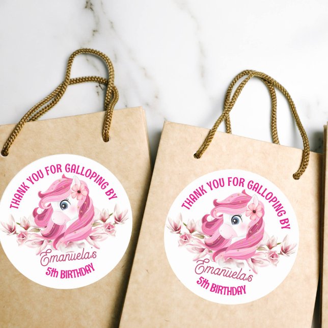 Adesivo Festa de aniversário cor-de-rosa obrigado você (Criador carregado)