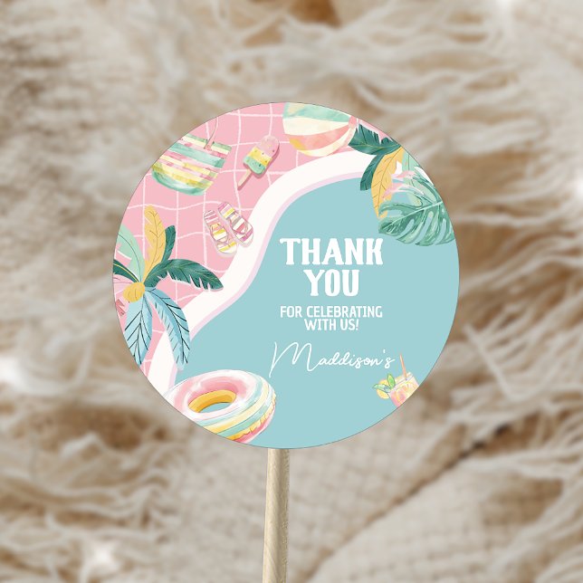 Adesivo Festa de aniversário da Festa de Piscina (Criador carregado)