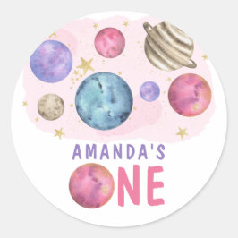 Adesivo Festa de aniversário da Galaxy Space Girl