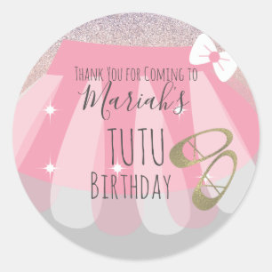 Adesivo Festa de Aniversário da Menina Tutu Rosa Obrigado