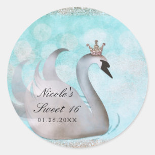 Adesivo Festa de Aniversário da Princesa Cisne Brilho Favo