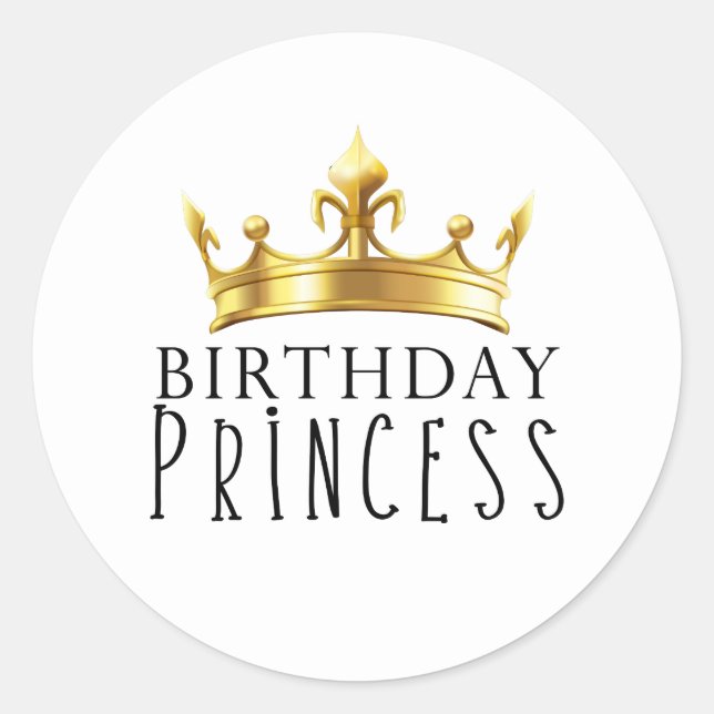 Adesivo Festa de Aniversário da Princesa Coroa Dourada Rea (Frente)