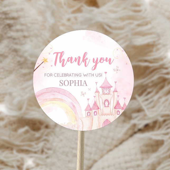 Adesivo Festa de Aniversário da Princesa Rosa 4 (Pink Princess 4th Birthday Party Sticker)