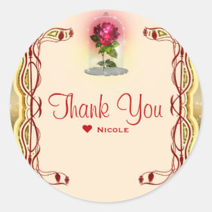 Adesivo Festa de Aniversário da Rosa Vermelha Mágica Encan