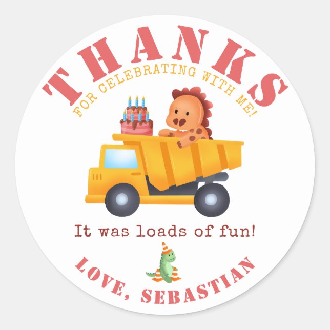 Adesivo Festa de aniversário da Tripulação do Dinossauro (Frente)