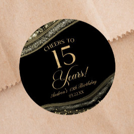 Adesivo Festa de aniversário de 15 de Agate Dourado Elegan
