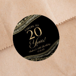 Adesivo Festa de aniversário de 20 de Agate Dourado Elegan