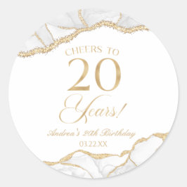 Adesivo Festa de aniversário de 20 de Agate Dourado Elegan
