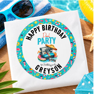 Adesivo Festa de Aniversário de 2 anos na Piscina de Verão
