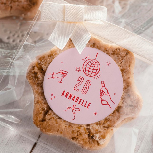 Adesivo festa de aniversário de 30 anos com puxador de mão (Criador carregado)