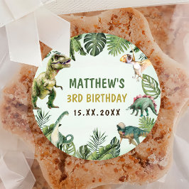 Adesivo Festa de aniversário de 3 anos de Menino Dinossaur