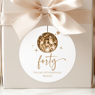 Adesivo Festa de Aniversário de 40 anos Bola de Discoteca 