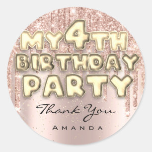 Adesivo Festa de Aniversário de 4 Anos Sweet Glitter Drips