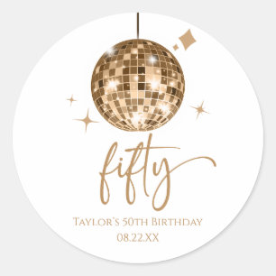 Adesivo Festa de Aniversário de 50 anos Bola de Discoteca 