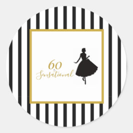 Adesivo Festa de Aniversário de 60 Anos Preta e Dourada Se