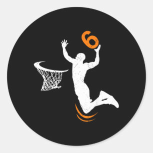 Adesivo Festa de Aniversário de 6 Anos Meninos Basquete Du