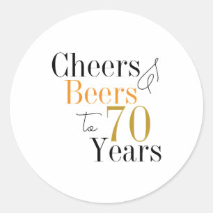 Adesivo Festa de Aniversário de 70 anos Cheers e Beers