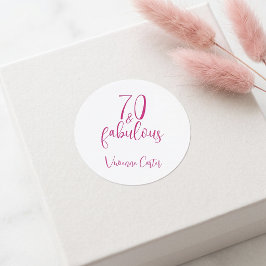 Adesivo Festa de Aniversário de 70 anos Rosa Moderno e Fab