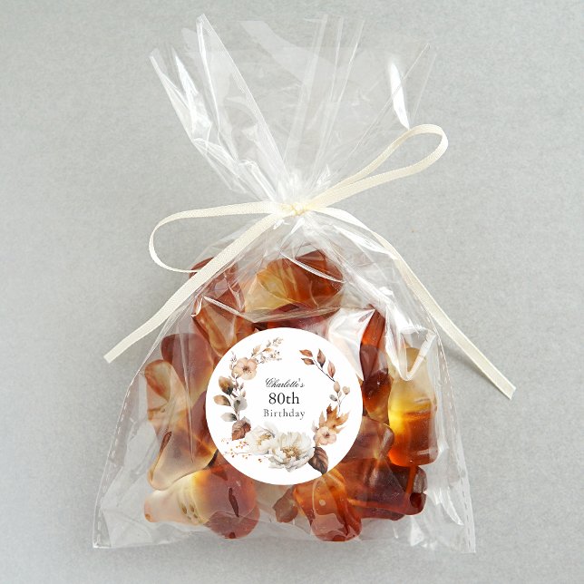 Adesivo Festa de Aniversário de 80 Anos com Flores Feminin (Criador carregado)