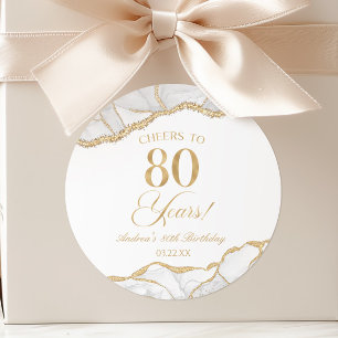 Adesivo Festa de Aniversário de 80 anos em Ágata Dourada B