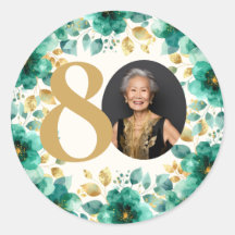 Festa de Aniversário de 80 Anos Floral em Verde Es