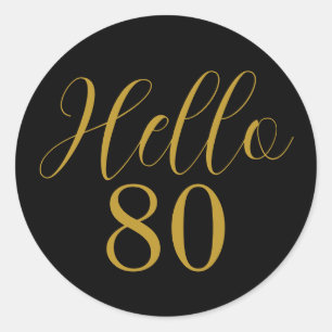 Adesivo Festa de Aniversário de 80 Anos Preto Dourado