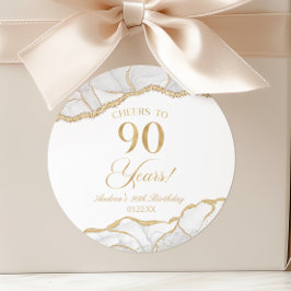 Adesivo Festa de aniversário de 90 de Agate Dourado Elegan