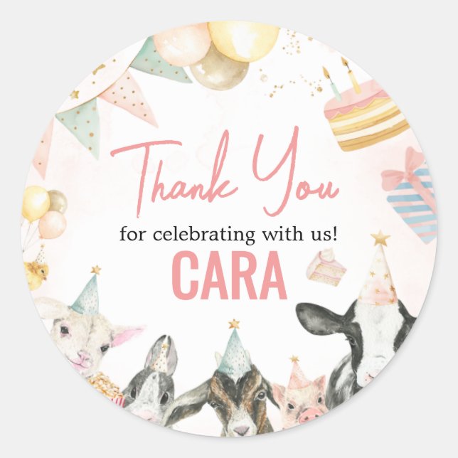 Adesivo Festa de aniversário de animais de fazenda (Frente)